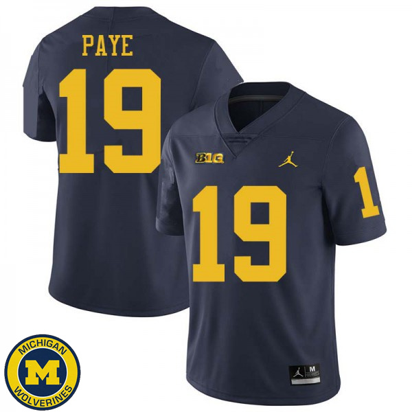 Men University of Michigan #19 Kwity Paye Navy Jordan Brand NCAA Player Game Jersey